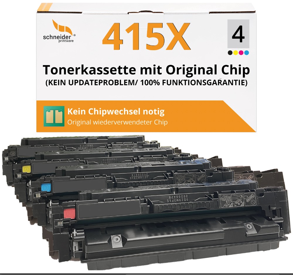 Recycelter HP 415X Toner Multipack mit Chip – kompatibel mit HP Color LaserJet Enterprise M455dn und MFP M480f